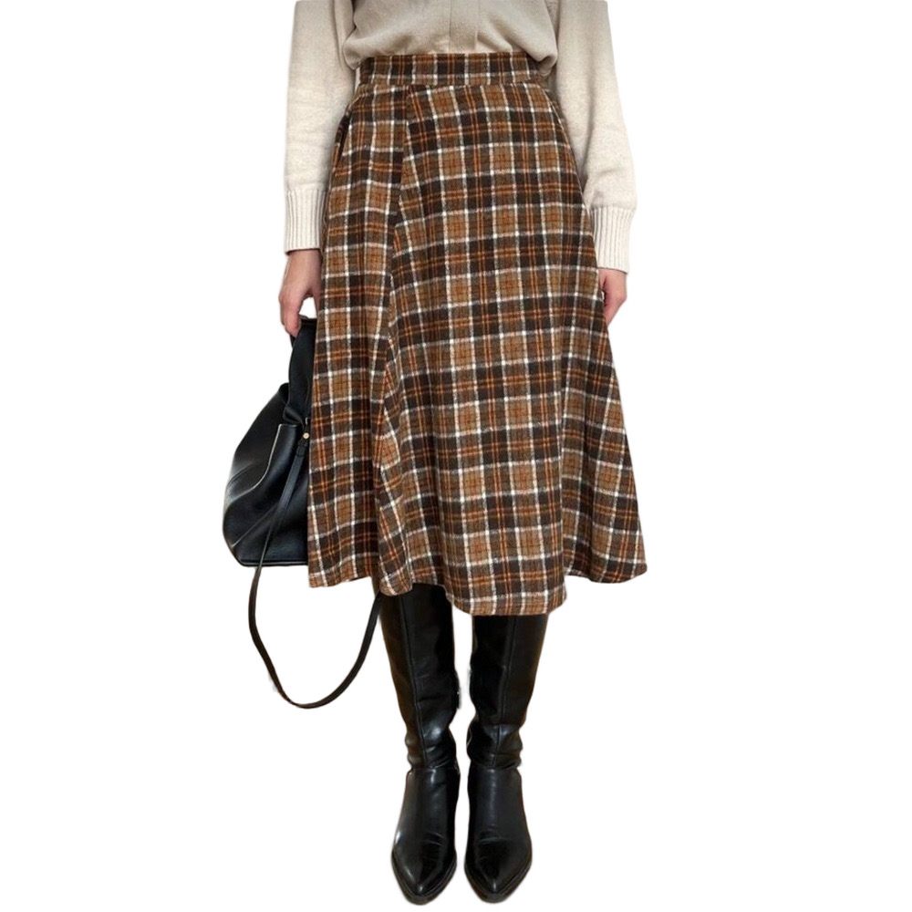 🦋2 For $50🦋Brown Plaid A-Line Skirt